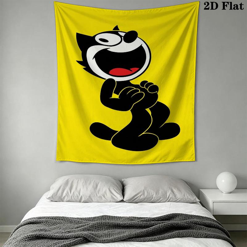 felix the cat Wall Tapestry Aesthetic Wall Hanging Printed Fabric Blanket Decorative Tapestries for Bedroom Living Room Home Decor