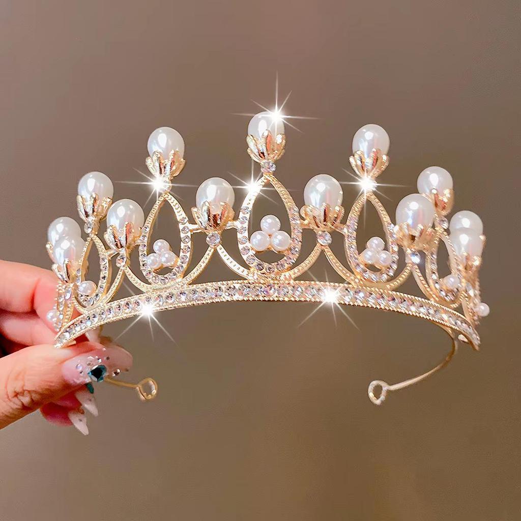 Children's Pearl Princess Crown - Elegant Birthday & Stage Dress Accessory