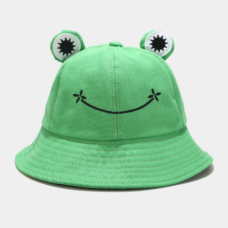 Cartoon Frog Plush Cotton Linen Bucket Hat Korean Fashion Soft Girl Student Couple Sun Hat Four Seasons