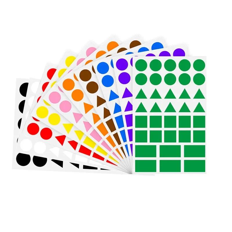 Colored Triangles Rectangular Dot Stickers for Kids Student Jigsaw Puzzle Geometry Stickers Scrapbook Labels Cute Stickers