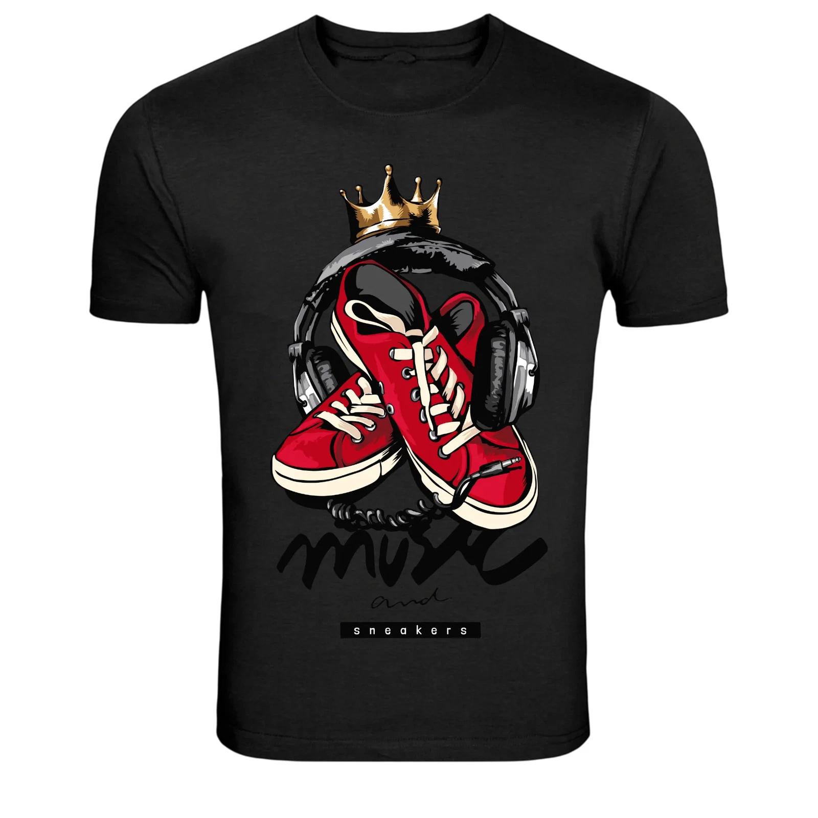 

Music And Sneakers Headphones Streetwear Graphic T-Shirt M