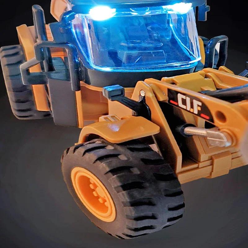 Bulldozer-Spielzeug im Maßstab 1/50, Bau-LKW-Radlader, Bulldozer-Spielzeug mit simulierten Lichtern, Bulldozer-Modell-Konstruktionsspielzeug für Jungen im Alter von 3–5 Jahren