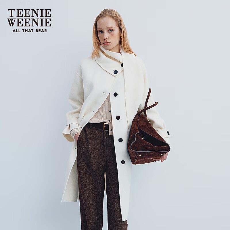 Teenie Weenie Women's Detachable Scarf Wool Blend Coat