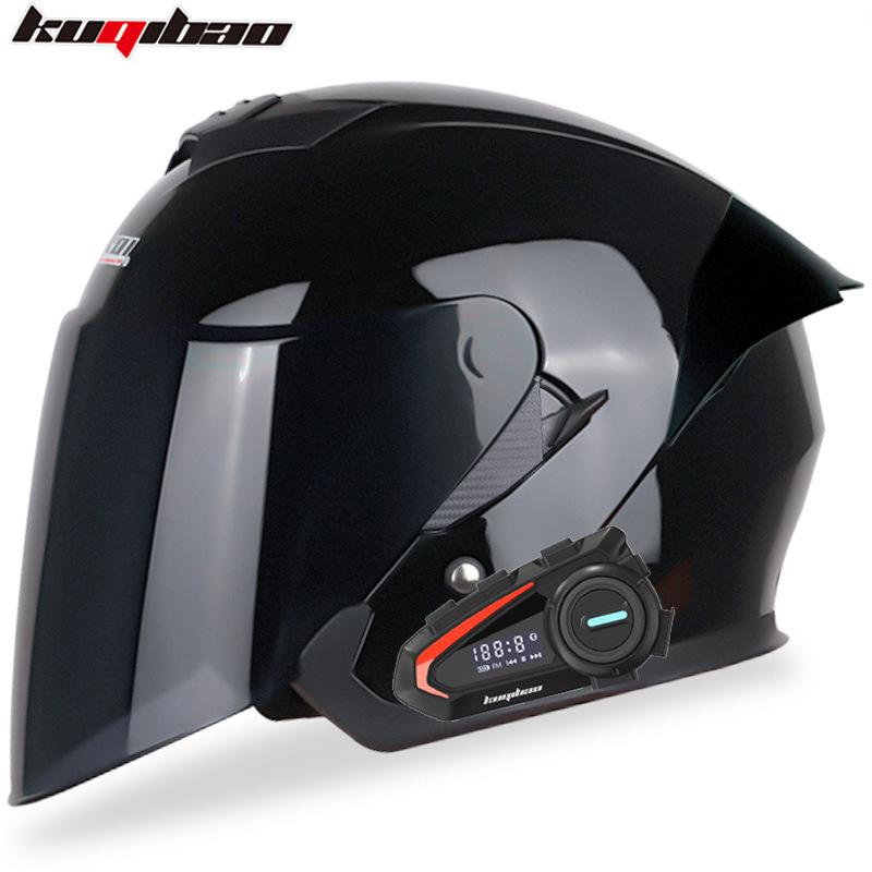 Kuqibao Dual Lens Motorcycle Bluetooth Helmet Motorcycle Helmet Half Helmet Long Range Four Seasons Universal Half Cap