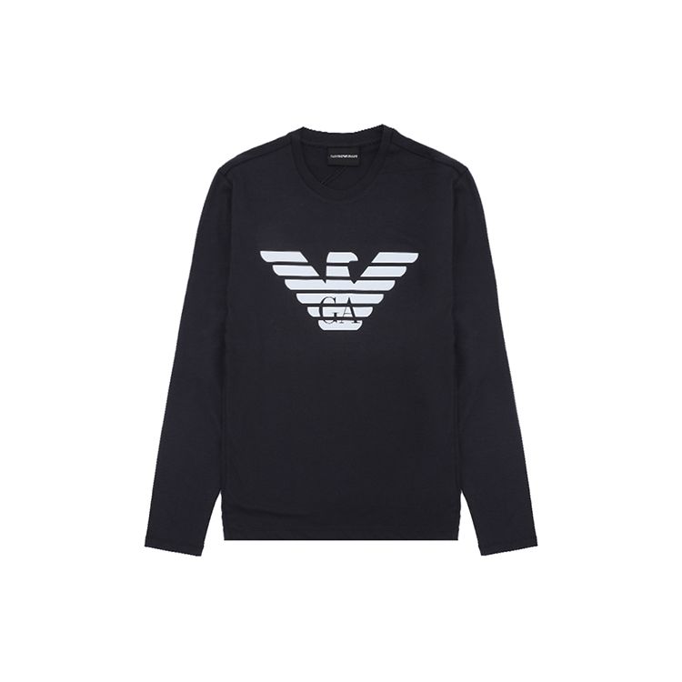 Emporio Armani Logo Print Ronde Hals Casual Lange Mouwen T-shirt Heren Tops Marineblauw 8N1T64-1JNQZ-0939 L