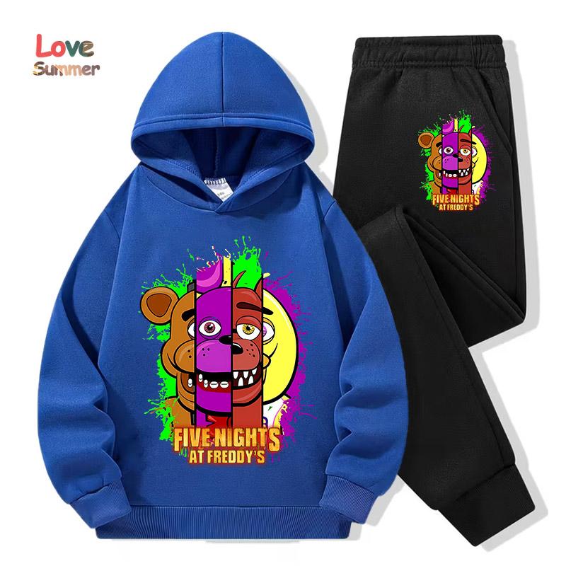 2026 Five Nights Hoodies+Hosen 2er-Set 3-14 Jahre Jungen Mädchen Trainingsanzug Kleidung Hoodie Jungen FNAF Sportlicher Anzug Ideal für den täglichen Gebrauch im Freien