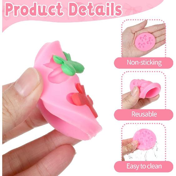 Mini Silicone Fondant Bow Molds, 4 Pieces Bow Molds for Chocolate Bows Silicone Fondant Mold Sugar Candy Cake Chocolate Craft Mold for DIY Cake