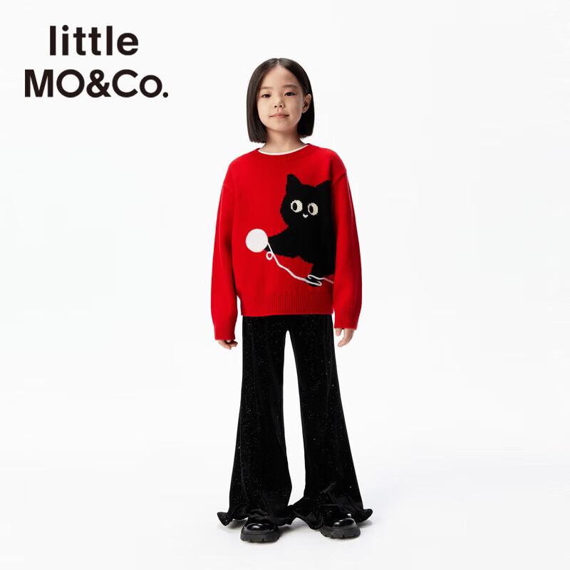 little MO&Co. Girls' Velvet Ruffle Flare Pants