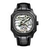 Swiss High-End Men's Mechanical Tourbillon Watch with Leather Strap