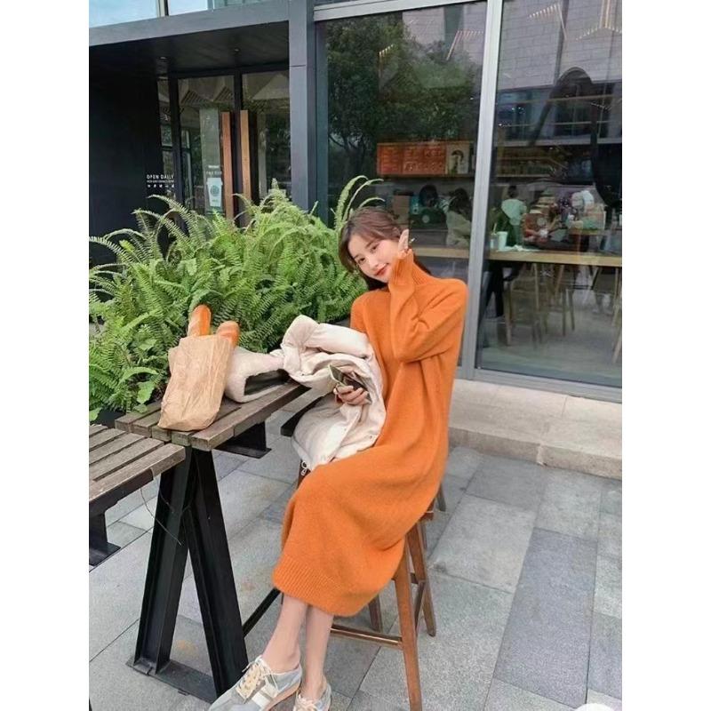 

DAFIFY Женская мода повседневная осень-зима однотонный принт длинный рукав полуводолазка свитера Size: One Size