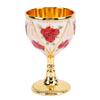 Coppa Calice da Vino in Lega 30ml Stile Europeo High End Uso Domestico Metallo Vintage Motivo a Rose Tutto Bianco