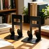 Music Decoration 1 Pair Metal Book Ends, Piano Musical Notes Decorative Bookend for Shelves, Heavy Cut Bookends Duty Holder Stand, Non-skid
