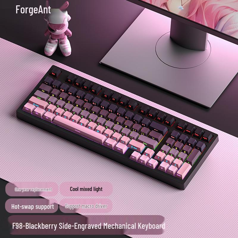 RuiYi F98 Wired 98-Key Mechanical Keyboard, Hot-Swappable, Side-Printed, Full-Key Anti-Ghosting, Office/Gaming.