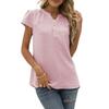 Summer Women's Solid Textured Chiffon Blouse, Loose V-Neck Pullover Short Sleeve Top, European & American Style Casual Top