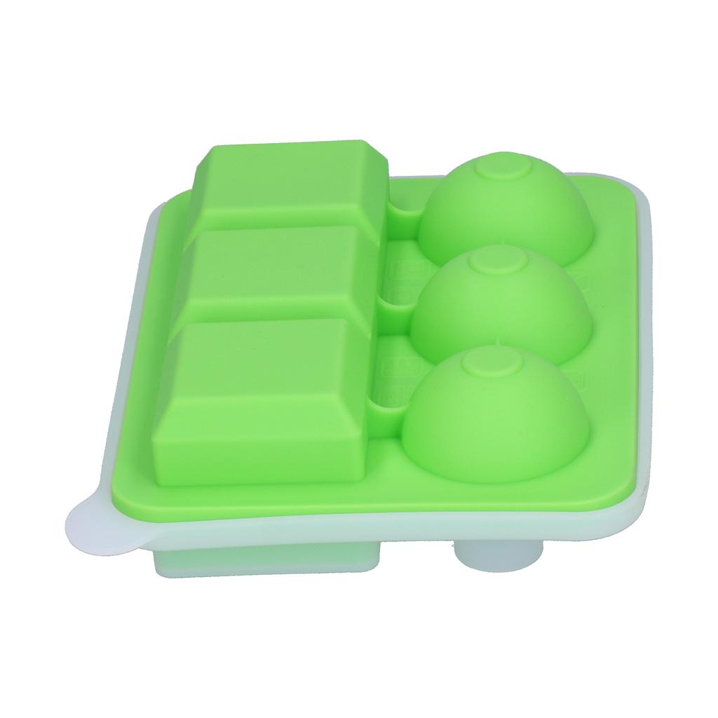 Ice Cubes Tray Food Grade Silicone 6 Grid Ice Tray with Funnel Design for Coffee CocktailLight Green