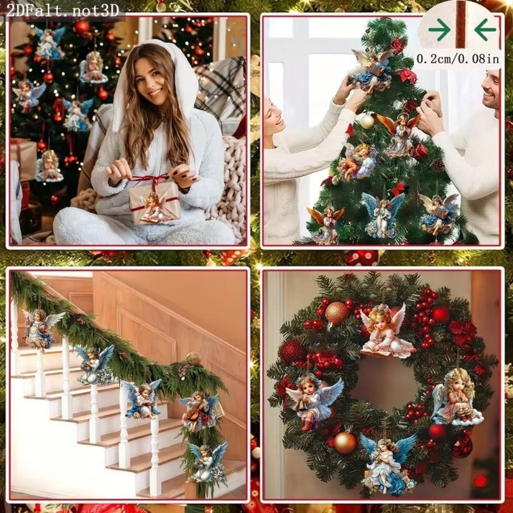12 pièces Décoration Sapin de Noël Design Coloré Pendentif en Bois en Forme de Fille Décoration de Maison Décoration de Noël Hiver