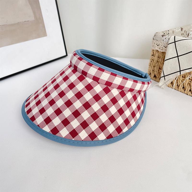

Contrasting color empty top hat children summer versatile travel big eaves sunshade sunscreen hat show face small headband hat tide