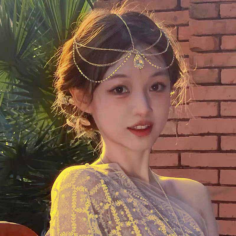 Bohemian Princess Tassel Forehead Pendant - Exotic Ethnic Style Hair Accessory