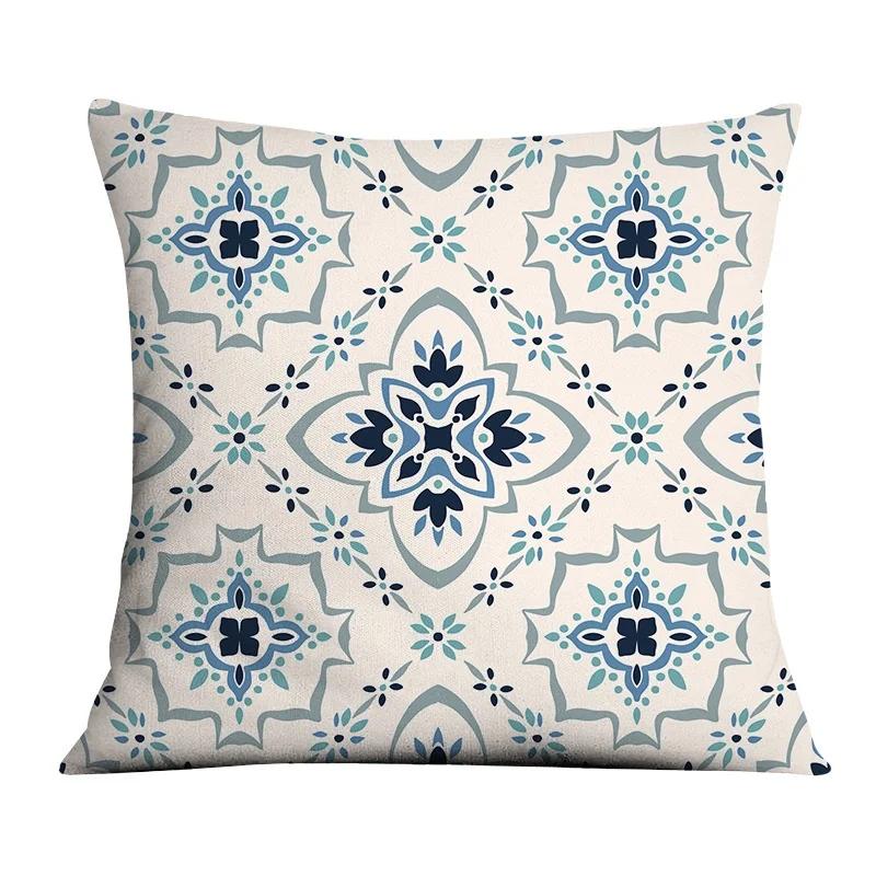 Dark Blue Geometric Pattern Auto Supplies Office Living Room Sofa Cushion Pillowcase Home Decor