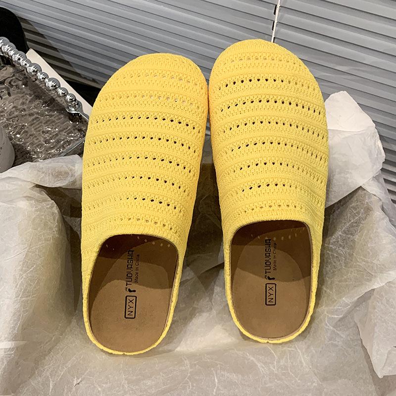 Wind platform bohemian shoes women's outer wear 2025 spring and summer vacation one pedal bag head half drag single shoes