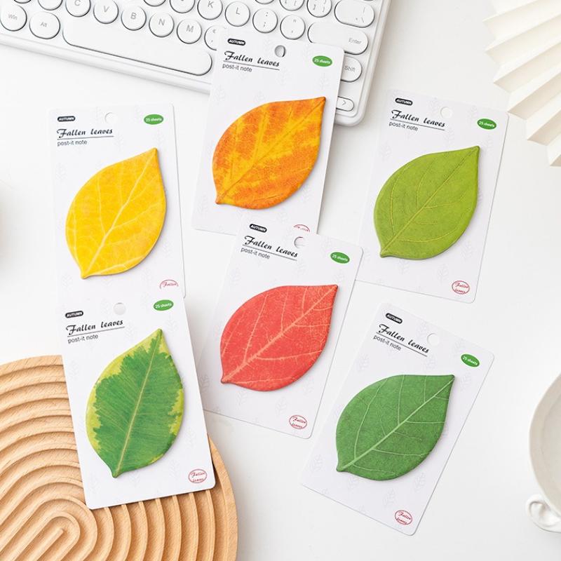 Special Shaped Sticky Notes Cross Border Leaf N Time Stickers with High Grade Sense and Strong Stickiness Leaf Memo Message