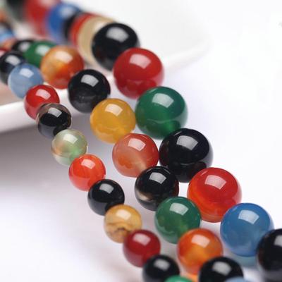 High Quality DIY for Spacer Loose Beads Jewelry Making Round Necklace Bracelet 4-12mm Pendant Colorful Natural Agate Stone