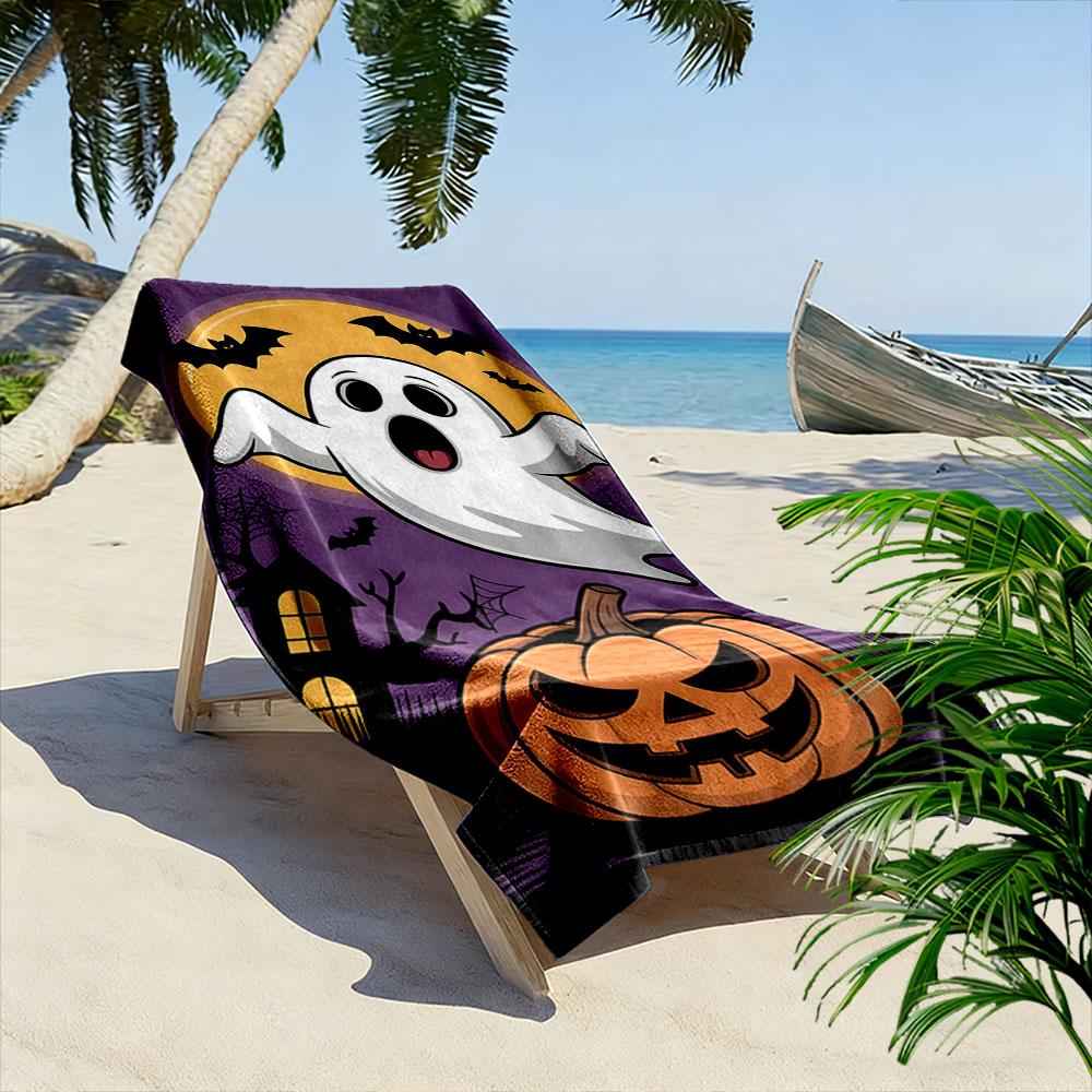 Spooky ghostly Halloween charm Print beach towel, quick drying, suitable for travel, outdoor sports, jogging, the beach and swimming, gift