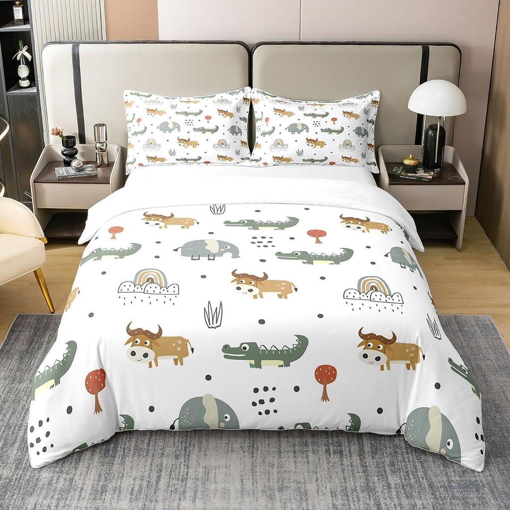 Abstract Duvet Cover Set, Alligator Skin African Animal Crocodile Quilt Cover, 3 Piece Bedding Set With Pillow Shams, Full Size
