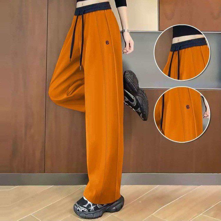 Versatile Red High-Waisted Casual Plus Size Pants for Middle-Aged and Elderly Women - Comfortable, Slimming, Sports-Ready Fit