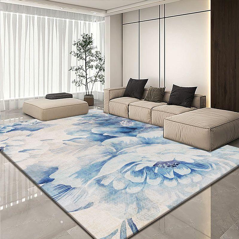 Nordischer Stil Blumendesign Große Größe Schlafzimmer Dekoration Teppich Weich Rutschfest Wohnzimmerteppich Fusselarm Leicht zu Reinigen Sofa Tischmatte