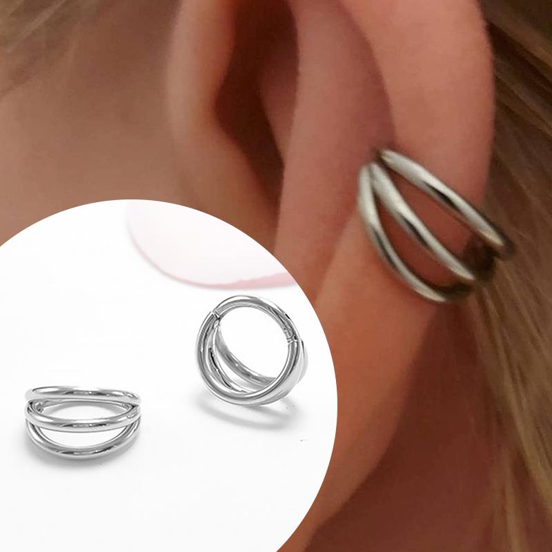 Acciaio chirurgico 316L Segmento Trago Elica Cartilagine Orecchino Anello Naso Setto Clicker Conch Tre Strati Narice Piercing Gioielli