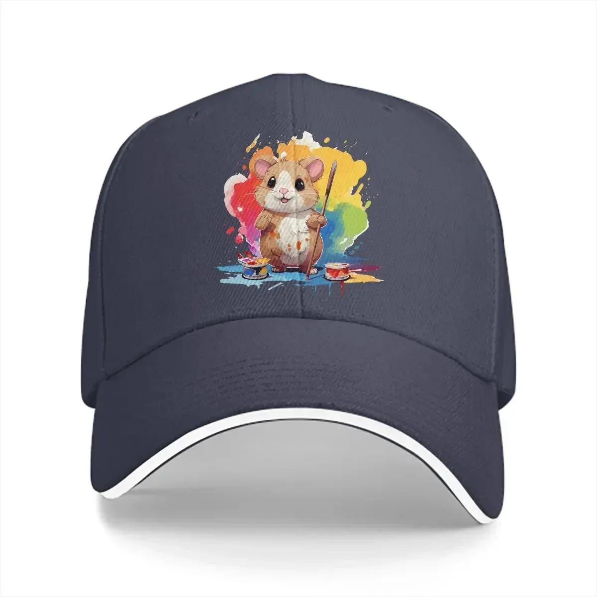 

Kawaii Cute Painting Unisex Baseball Caps Peaked Cap Cute Hamster Animal Sun Shade Hats for Men Women Adjustable
