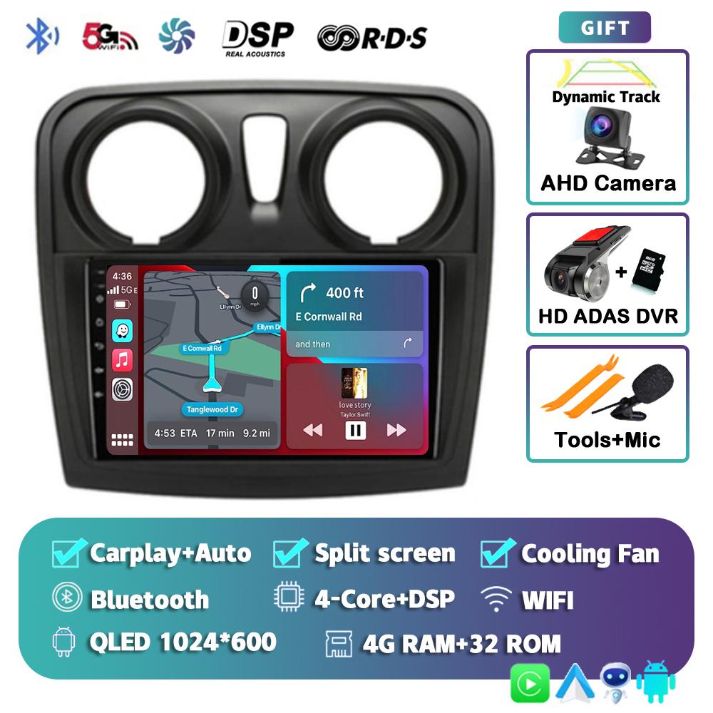 Android 14 Carplay Auto For Renault Logan 2 Sandero 2 2012 - 2016 2017 2018 2019 Car Radio Multimedia Player Stereo GPS WIFI DPS