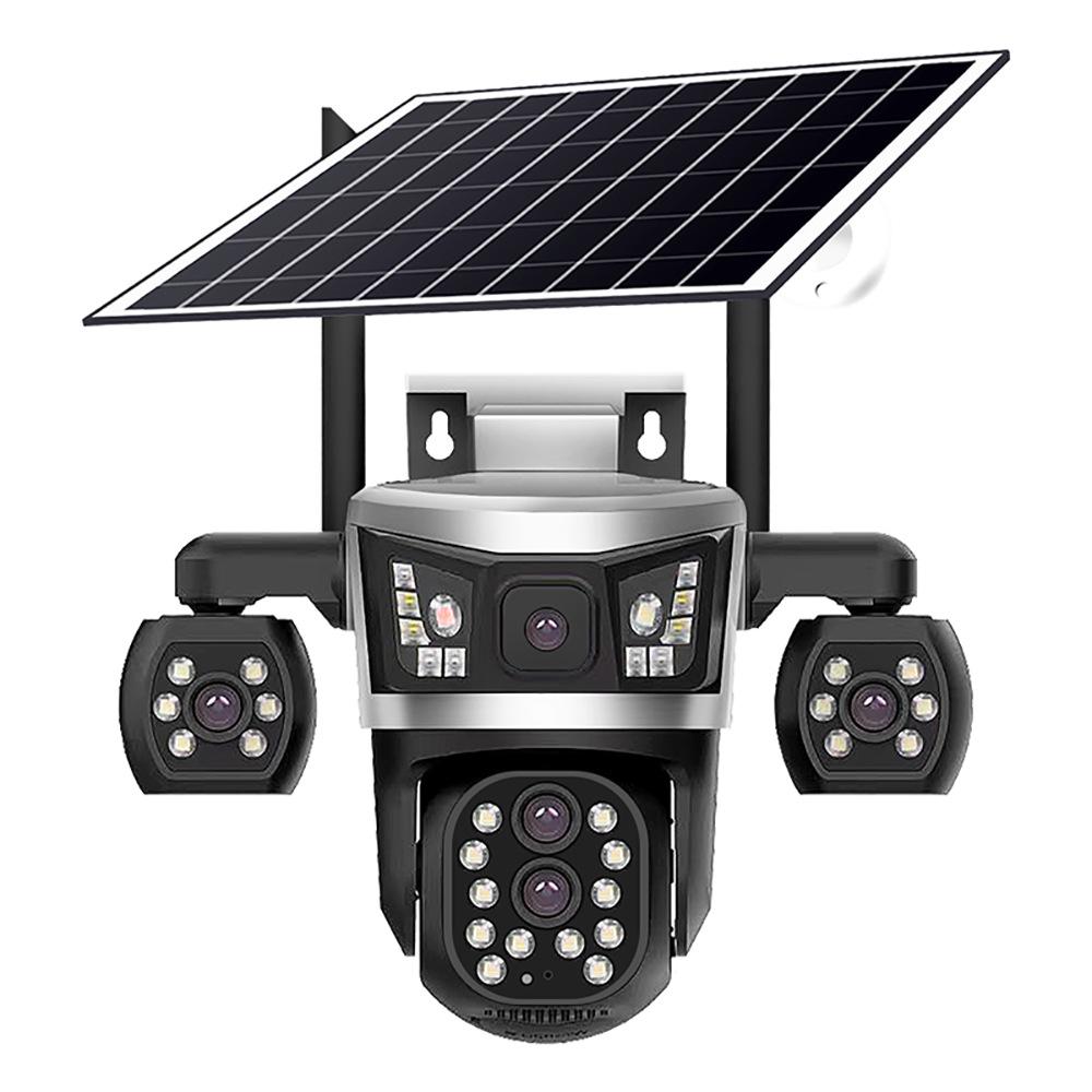 V380 Solar-Powered 4G WiFi Outdoor HD Panoramic Camera with Three-Eye Zoom