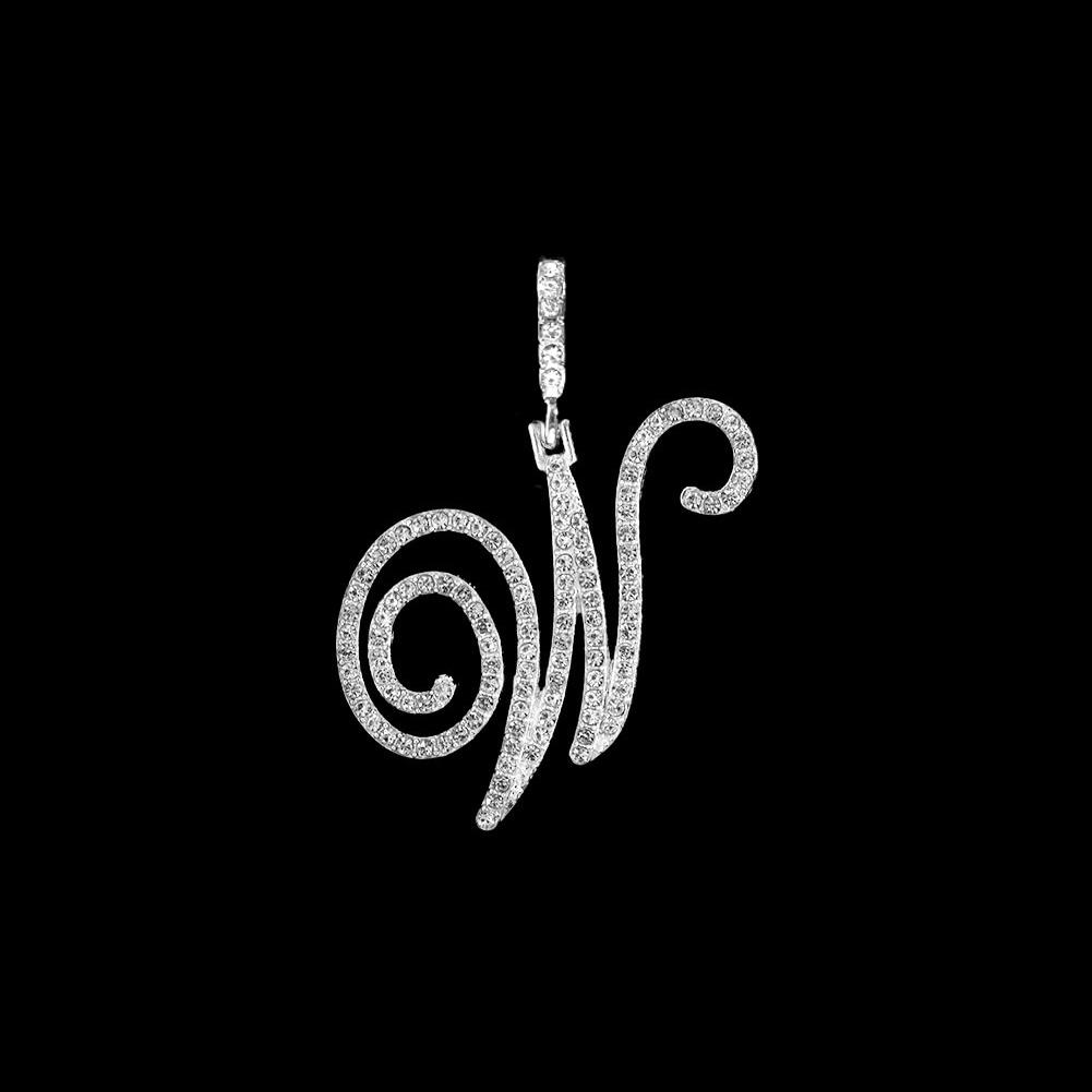 Collana Pendente Lettera Iniziale Z in Corsivo con Zirconi alla Moda per Donna Collana con Cordino Alfabeto in Cristallo Lucido Gioielli Hip Hop