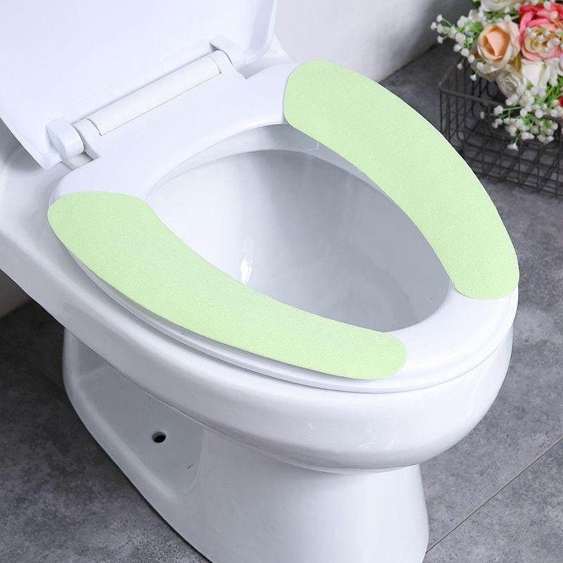 1 Pair Soft Toilet Seat Cover Washable Paste Toilet Seat Pad Bathroom Warmer Seat Lid Cover Pad Closestool Sticky Mat Villus