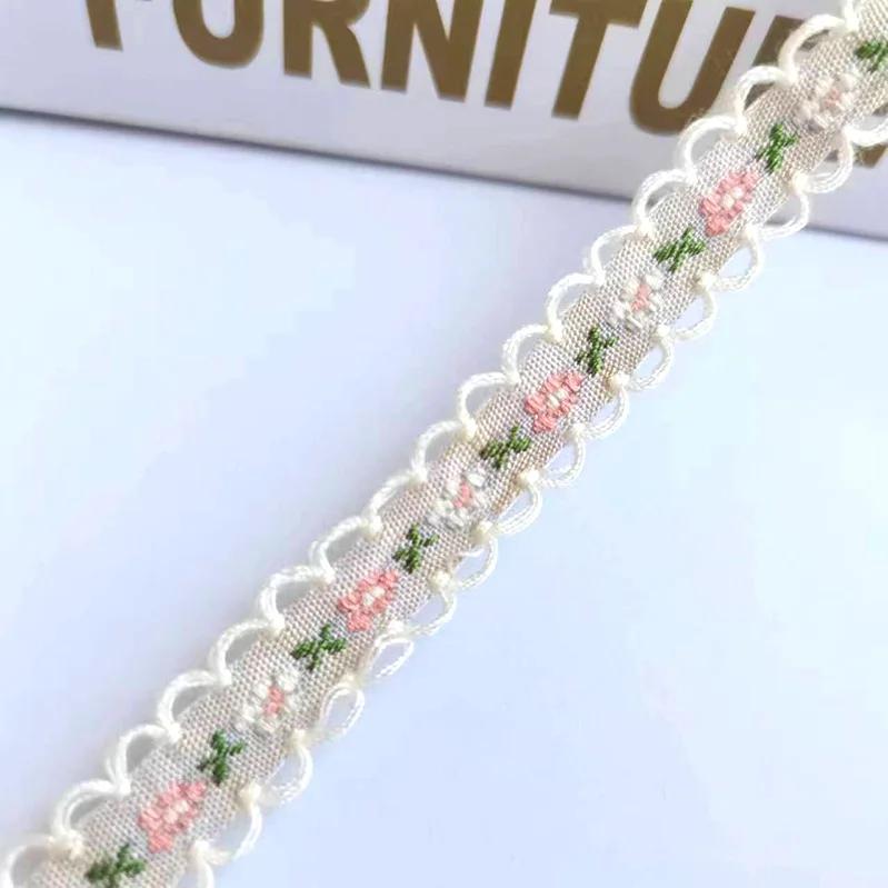 1cm Wide 22yard Ethnic Embroidery Lace Trim Countryside Style Ethnic Woven Ribbon Decoration Small Floral Clothing Accessory