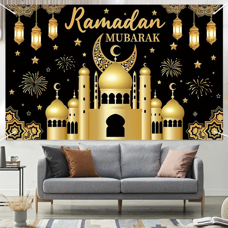 Ramadan Mubarak Background Cloth Eid Al Fitr Islamic Banner Elegant Decoration Party Event Decoration