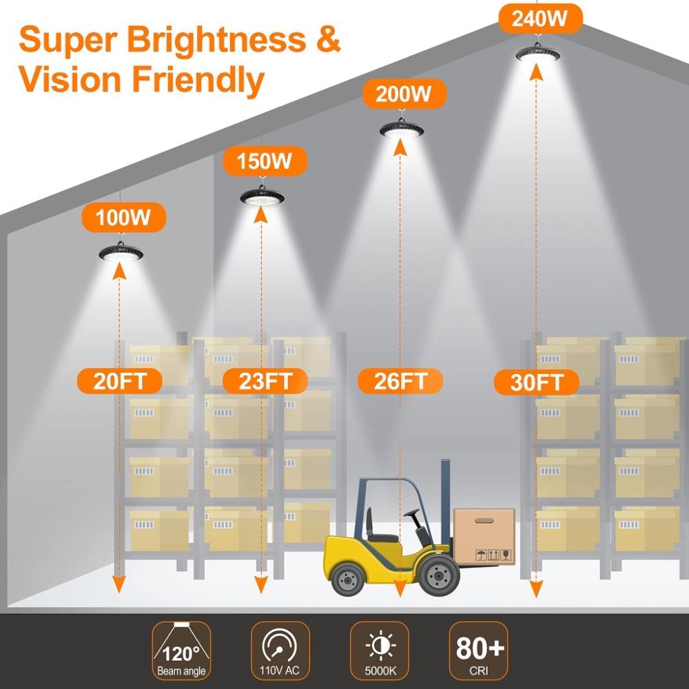 200W 6500K LED High Bay Light High Brightness Industrial Lighting Workshop Warehouse Garage LED Lamp 180-260V