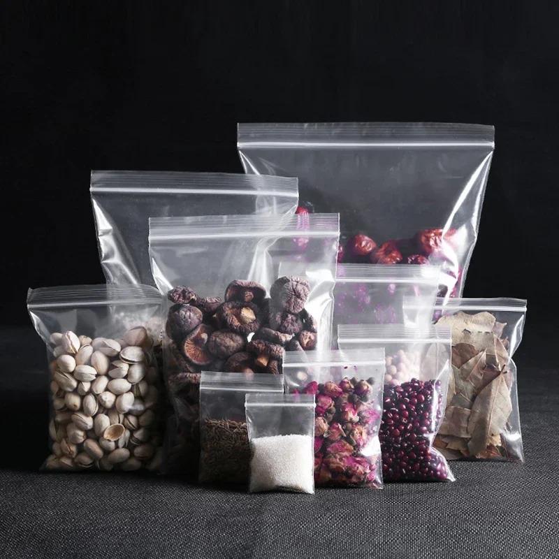0.1mm PE Clear Self Sealing Zip Lock Bags Plastic Packaging Pouches White Transparent Zipper Reclosable Thick Package Bags