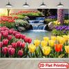 2D Vibrant Tulip Backdrop for Wall Decor, Aesthetic Displays or Calm Scenery Use
