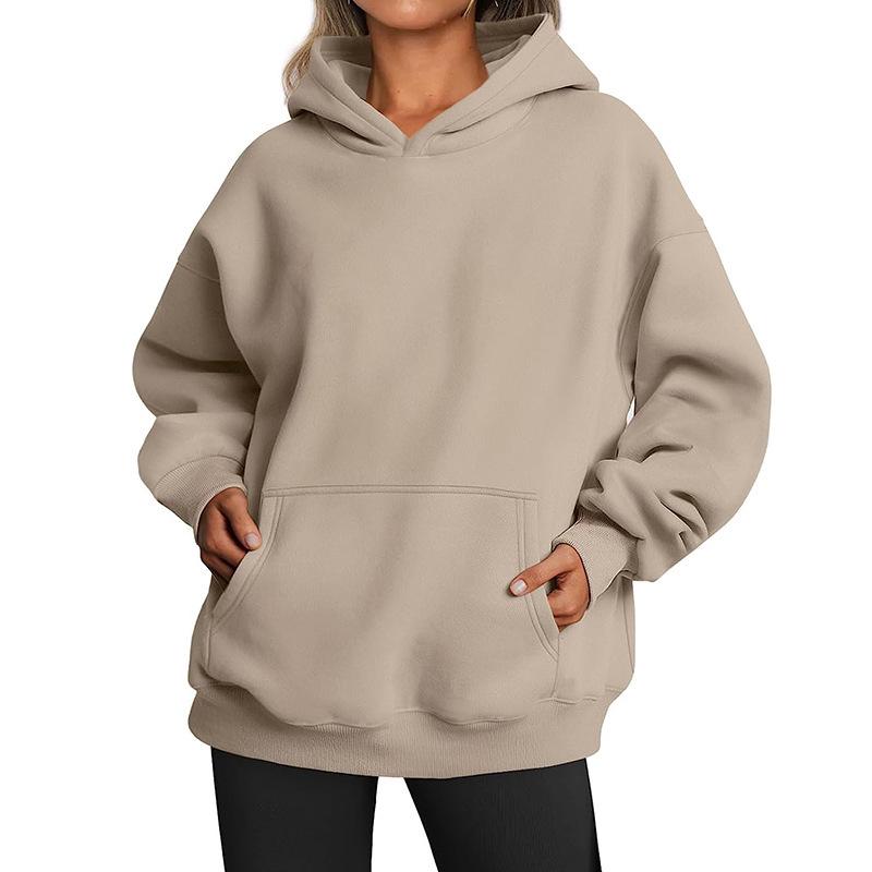 Autumn Thick Hooded Sweater Women's Hooded Pullover Sweatshirt Solid Color Oversized Loose Casual Sweatshirt