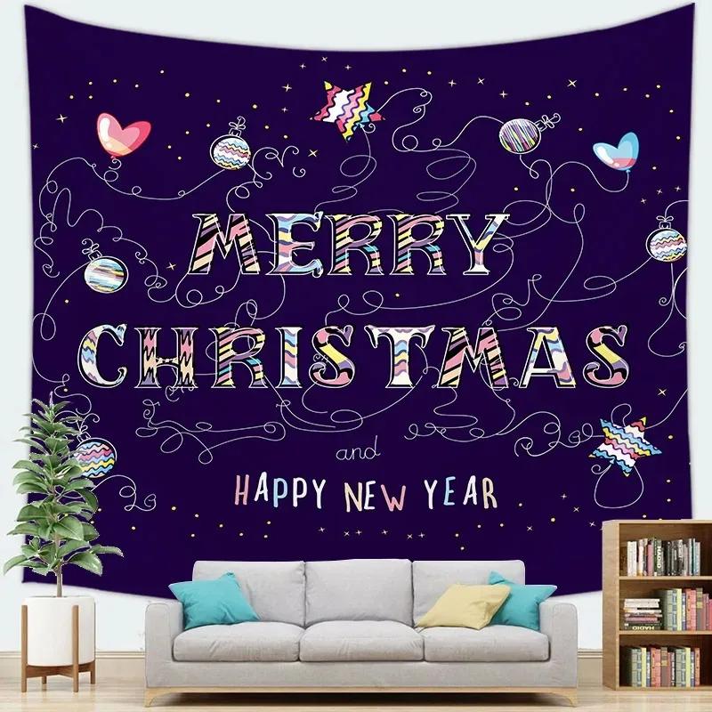 Christmas Theme Cartoon Christmas Tree Tapestry Living Room Bedroom Home Christmas Decoration