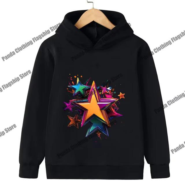 Pink Star Print Children's Hoodie for Boys and Girls - Long-Sleeved and Warm