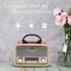 Vintage AM/FM/SW Radio with Light Home Radio Portable Wireless Bluetooth Audio TF Card USB Flash Disk MP3 Player