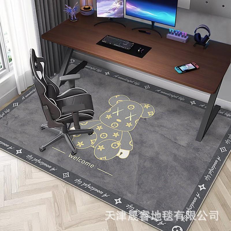 Gaming Room Rug Chair Mat Floor Protection Non-Slip Geometric Crystal Velvet Carpet Living Bedroom Study