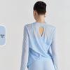 Women's Breathable Long Sleeve Yoga Top with Crossed Hem and Sun Protection