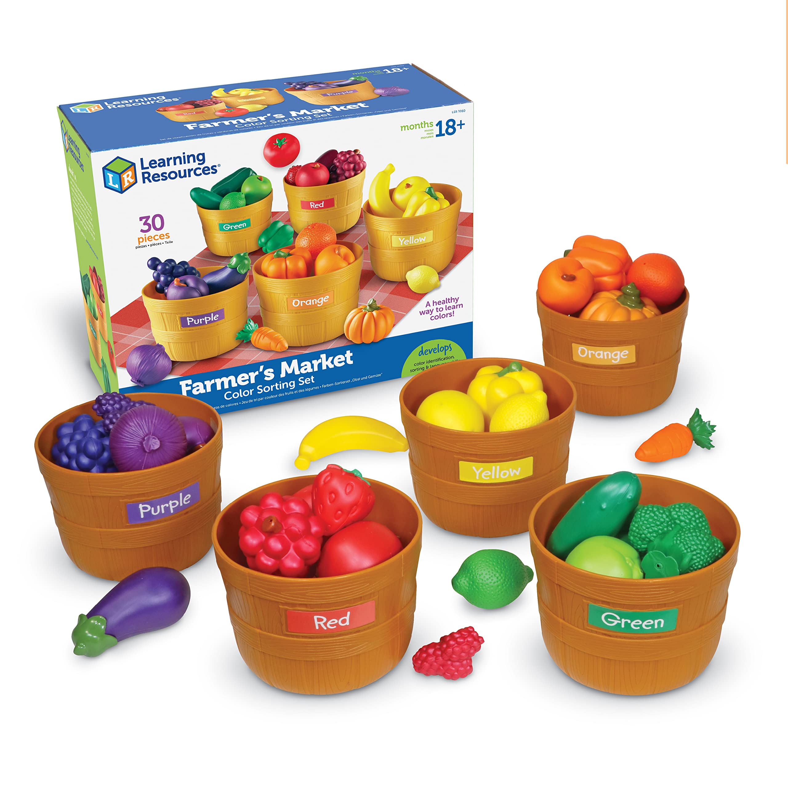 

Learning Resources Pretend Play Vegetable and Fruit Color Sorting Set LER3060