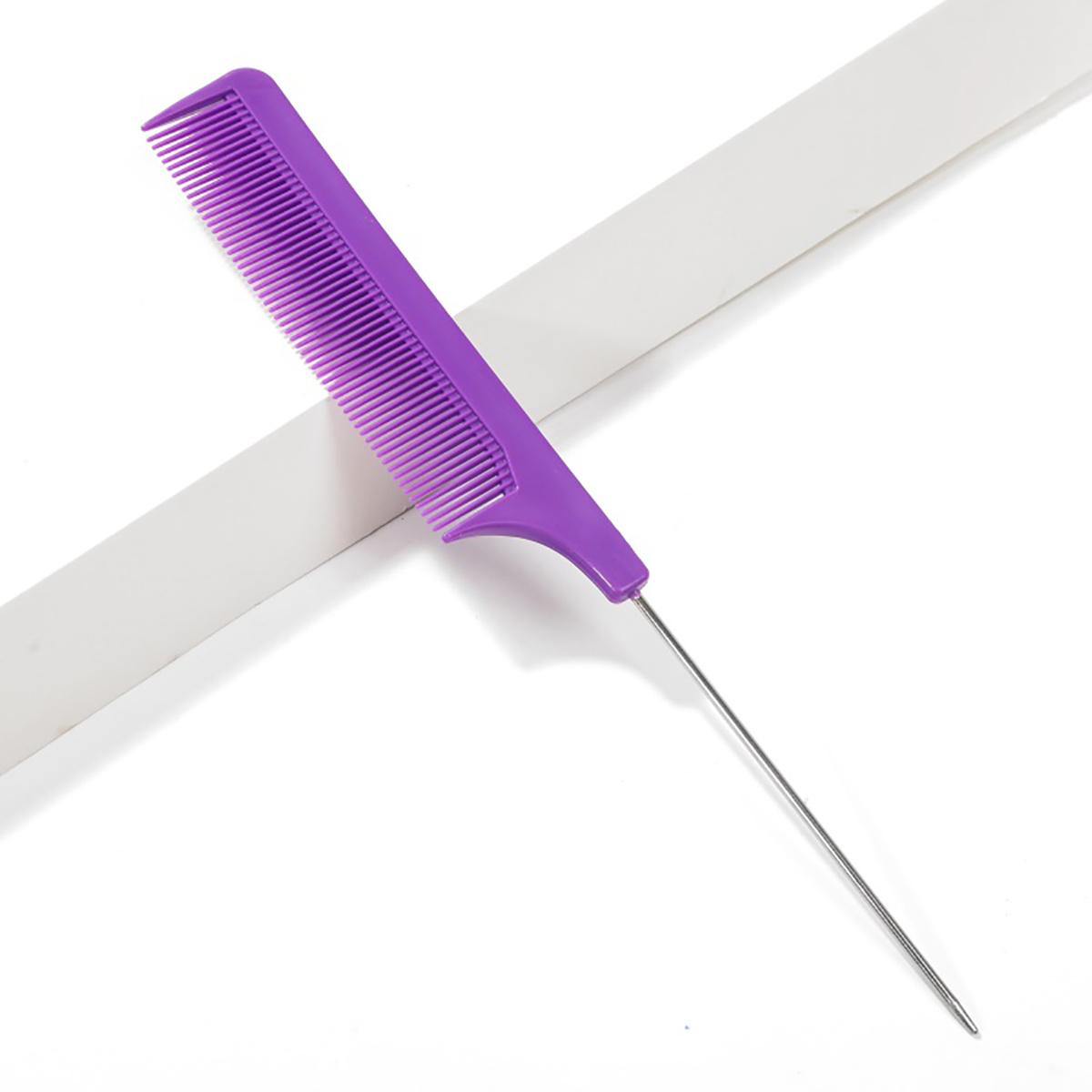 

Профессиональная расческа для волос с заостренным хвостом, антистатическая щетка для краски для волос, парикмахерская стальная игла, расческа для салона, парикмахерские аксессуары фиолетовый