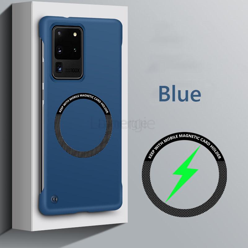 

Безрамковий магнітний тонкий чохол для Magsafe для Samsung Galaxy S20 FE Plus Ultra S20FE 5G бездротова зарядка жорстка задня кришка For Galaxy S20 Ultra синій